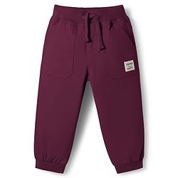 Babyhug Twill Woven Full Length Solid Color Joggers with Stretch - Grey