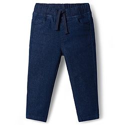 Babyhug Cotton Woven Full Sleeves Shirt and Jeans Set With Leaves Print - Navy Blue & White