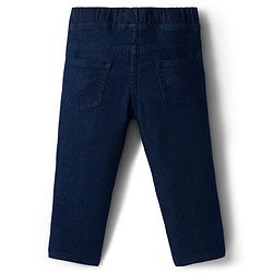 Babyhug Cotton Woven Full Sleeves Shirt and Jeans Set With Leaves Print - Navy Blue & White