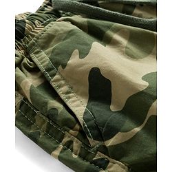 Babyhug Cotton Woven Full Length Jogger With Camouflage Print - Green