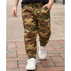 Babyhug Cotton Woven Full Length Trouser Pant With Camouflage Print - Multicolour