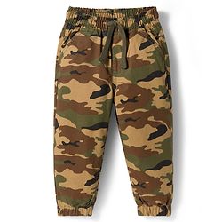 Babyhug Cotton Woven Full Length Trouser Pant With Camouflage Print - Multicolour