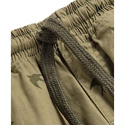 Babyhug Cotton Woven Full Length Trouser Pant With Bird Print - Green