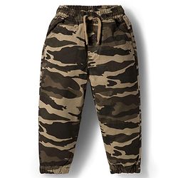Babyhug Cotton Woven Full Length Trouser Pant With Camouflage Print - Brown