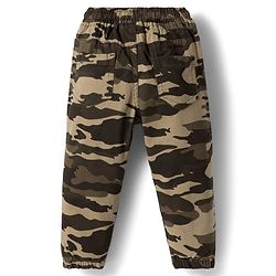 Babyhug Cotton Woven Full Length Trouser Pant With Camouflage Print - Brown