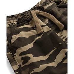 Babyhug Cotton Woven Full Length Trouser Pant With Camouflage Print - Brown