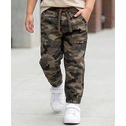 Babyhug Cotton Woven Full Length Trouser Pant With Camouflage Design - Multicolour