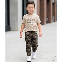Babyhug Cotton Woven Full Length Trouser Pant With Camouflage Design - Multicolour