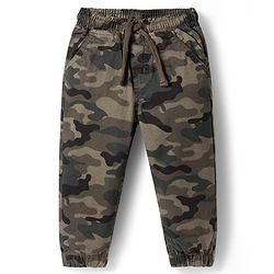 Babyhug Cotton Woven Full Length Trouser Pant With Camouflage Design - Multicolour