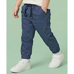 Babyhug Cotton Woven Full Length Printed Trouser Pant - Blue