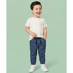 Babyhug Cotton Woven Full Length Printed Trouser Pant - Blue
