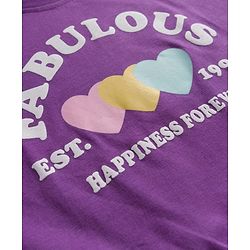 Babyhug 100% Cotton Knit Full Sleeves T-Shirt with Fabulous Text Print - Voilet