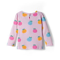 Babyhug 100% Cotton Knit Full Sleeves T-Shirt with Fruit Print - Light Pink