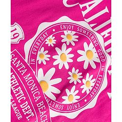 Babyhug 100% Cotton Knit Full Sleeves T-Shirt with California & Floral Text Print - Dark Pink