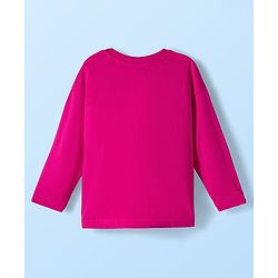 Babyhug 100% Cotton Knit Full Sleeves T-Shirt with California & Floral Text Print - Dark Pink
