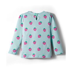 Babyhug 100% Cotton Knit Full Sleeves T-Shirt with Fruit Print - Light Blue