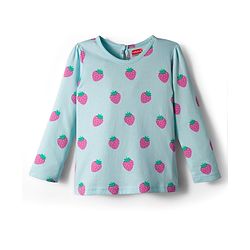 Babyhug 100% Cotton Knit Full Sleeves T-Shirt with Fruit Print - Light Blue