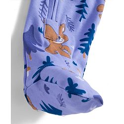 Babyhug Cotton Knit Full Sleeves Sleepsuit With Animal Print - Lavender