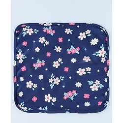 Babyhug Cotton Knit Wash Cloth with Floral Print Pack of 6 - Navy Blue Pink & Yellow
