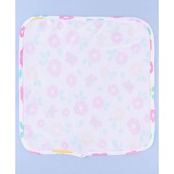 Babyhug Cotton Knit Wash Cloths with Floral & Polka Dot Pack Of 6 L 25.4 x B 25.4 cm - White Yellow & Pink