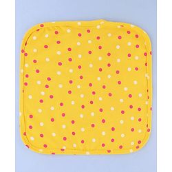 Babyhug Cotton Knit Wash Cloths with Floral & Polka Dot Pack Of 6 L 25.4 x B 25.4 cm - White Yellow & Pink