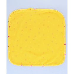 Babyhug Cotton Knit Wash Cloths with Floral & Polka Dot Pack Of 6 L 25.4 x B 25.4 cm - White Yellow & Pink