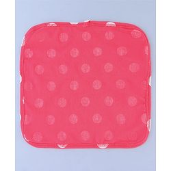 Babyhug Cotton Knit Wash Cloths with Floral & Polka Dot Pack Of 6 L 25.4 x B 25.4 cm - White Yellow & Pink