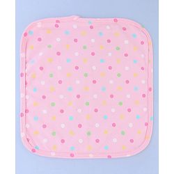 Babyhug Cotton Knit Wash Cloths with Floral & Polka Dot Pack Of 6 L 25.4 x B 25.4 cm - White Yellow & Pink