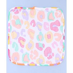 Babyhug Cotton Knit Wash Cloths with Floral & Polka Dot Pack Of 6 L 25.4 x B 25.4 cm - White Orange & Navy Blue