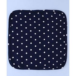 Babyhug Cotton Knit Wash Cloths with Floral & Polka Dot Pack Of 6 L 25.4 x B 25.4 cm - White Orange & Navy Blue