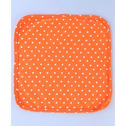 Babyhug Cotton Knit Wash Cloths with Floral & Polka Dot Pack Of 6 L 25.4 x B 25.4 cm - White Orange & Navy Blue