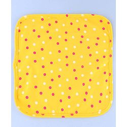 Babyhug Cotton Knit Wash Cloths with Floral Print Pack Of 6 L 25.4 x B 25.4 cm - White Yellow & Plum