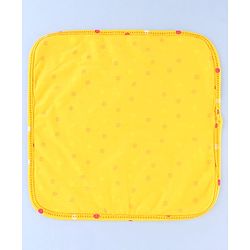 Babyhug Cotton Knit Wash Cloths with Floral Print Pack Of 6 L 25.4 x B 25.4 cm - White Yellow & Plum
