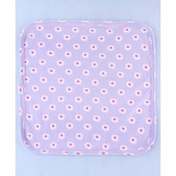 Babyhug Cotton Knit Wash Cloths with Floral Print Pack Of 6 L 25.4 x B 25.4 cm - White Yellow & Plum