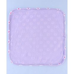 Babyhug Cotton Knit Wash Cloths with Floral Print Pack Of 6 L 25.4 x B 25.4 cm - White Yellow & Plum