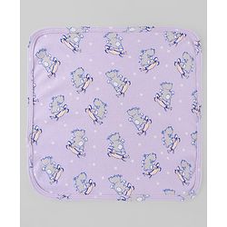 Babyhug Cotton Knit Wash Cloth with Animal & Sea Life Print Pack of 6 - Yellow Lilac & Light Blue
