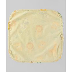 Babyhug Cotton Knit Wash Cloth with Animal & Sea Life Print Pack of 6 - Yellow Lilac & Light Blue