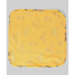 Babyhug Cotton Knit Wash Cloth with Animal & Vehicle Print Pack of 6 - Yellow White & Navy Blue