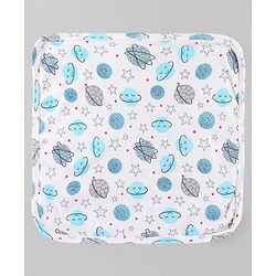 Babyhug Cotton Knit Wash Cloth with Animal & Vehicle Print Pack of 6 - Yellow White & Navy Blue