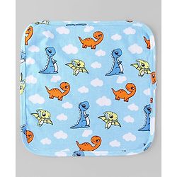 Babyhug Cotton Knit Wash Cloth with Animal & Vehicle Print Pack of 6 - Light Blue & Navy Blue