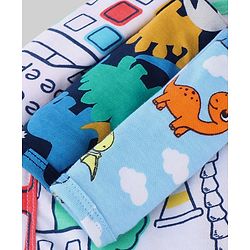 Babyhug Cotton Knit Wash Cloth with Animal & Vehicle Print Pack of 6 - Light Blue & Navy Blue