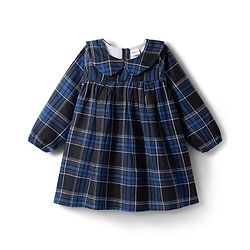 Babyhug Cotton Woven Full Sleeves Checkered Peter Pan Collared Frock - Blue