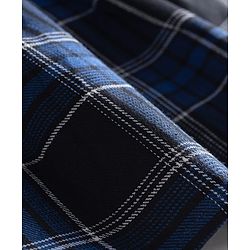 Babyhug Cotton Woven Full Sleeves Checkered Peter Pan Collared Frock - Blue