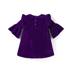 Babyhug Cotton Woven Full Bell Sleeves Solid Color Frock with Sling Bag & Bow Applique - Purple