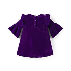 Babyhug Cotton Woven Full Bell Sleeves Solid Color Frock with Sling Bag & Bow Applique - Purple