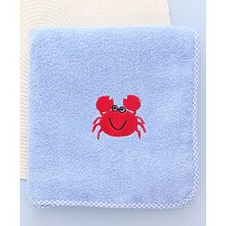 Babyhug Cotton Terry Woven Bath Towel With Lion Embroidery L 96 x B 46 cm - Blue