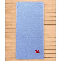 Babyhug Cotton Terry Woven Bath Towel With Lion Embroidery L 96 x B 46 cm - Blue