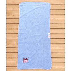Babyhug Cotton Terry Woven Bath Towel With Lion Embroidery L 96 x B 46 cm - Blue