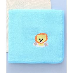 Babyhug Cotton Terry Woven Bath Towel With Lion Embroidery L 96 x B 46 cm - Blue