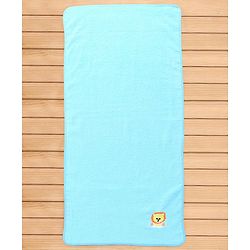 Babyhug Cotton Terry Woven Bath Towel With Lion Embroidery L 96 x B 46 cm - Blue